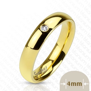 Bague femme titane dorée et sertie style alliance