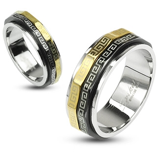 Bague homme en acier avec anneaux anti-stress style "crou"