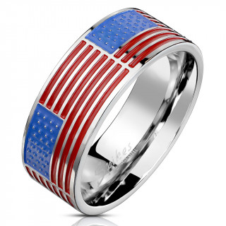 Bague homme acier  bandeau USA