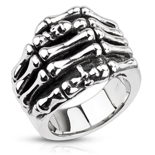 Bague homme acier  main de squelette