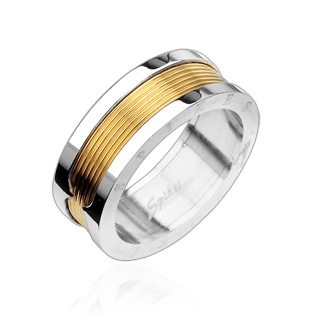 Bague acier avec bande plaqu� or