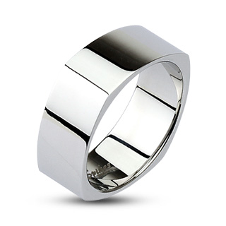 Bague homme acier carre et polie miroir