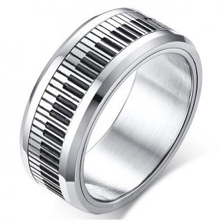 Bague homme acier  clavier piano (anneau anti-stress)