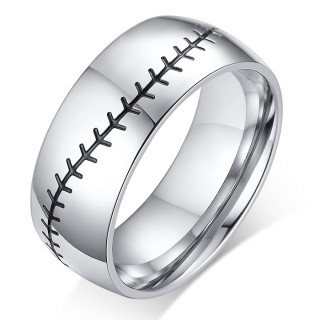 Bague homme acier  couture grave style baseball