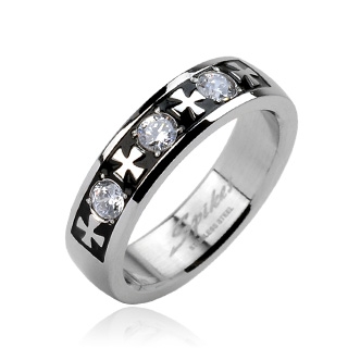 Bague homme acier Croix de Malte