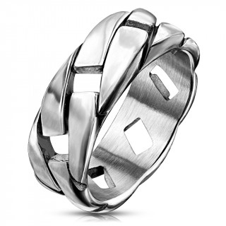 Bague homme acier en forme de chaine