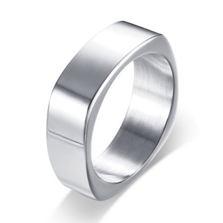 Bague homme acier Silver Square