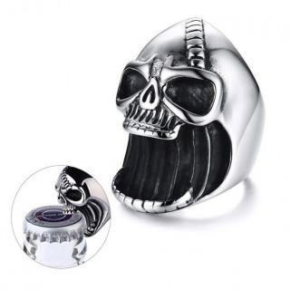 Bague homme acier tte de mort dcapsuleur