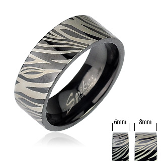 Bague homme acier Zebra