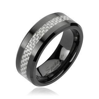 Bague homme cramique et fibre de carbone