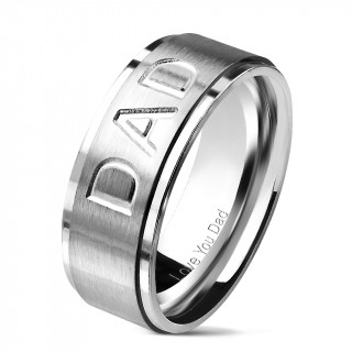 Bague homme "DAD" (papa) en acier inox