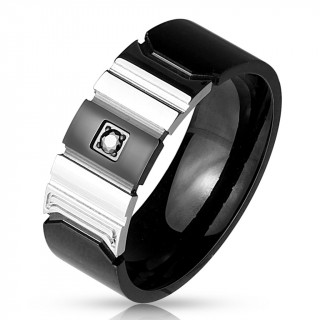 Bague homme en acier  design futuriste