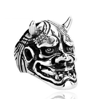 Bague homme en acier  masque de Prajna