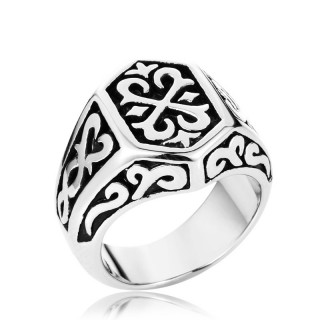 Bague homme en acier  motifs celtiques gravs