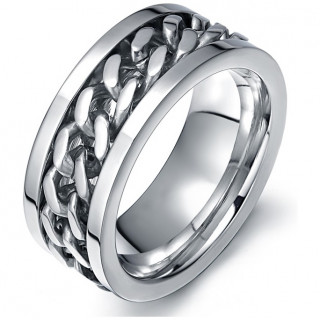 Bague homme en acier  chaine