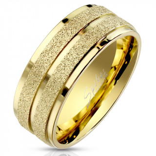 Bague homme en acier dor  bandes sables