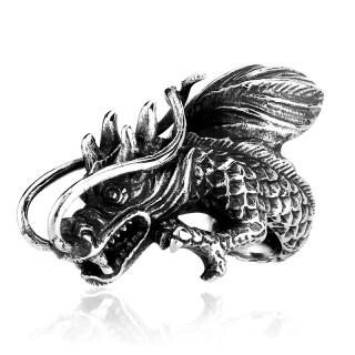 Bague homme en acier en forme de dragon chinois