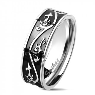 Bague homme en acier  liane tribale