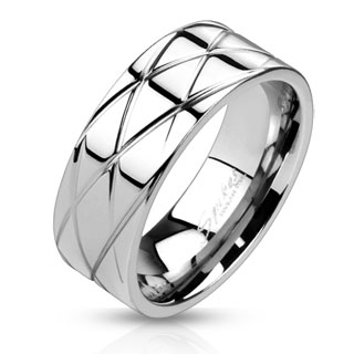 Bague homme en acier polie et lacre