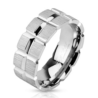 Bague homme en acier style engrenage