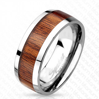 Bague homme en titane avec imprim bois