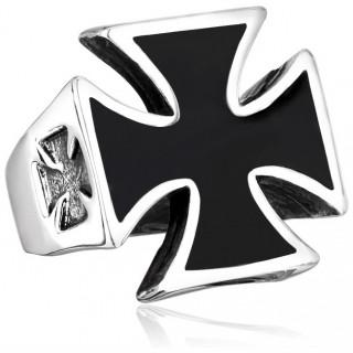 Bague homme gothique avec trio de croix de Malte