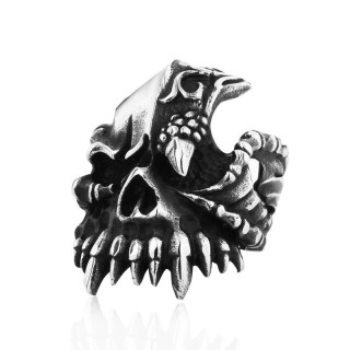 Bague homme gothique en acier à crane terrifiant mystérieux