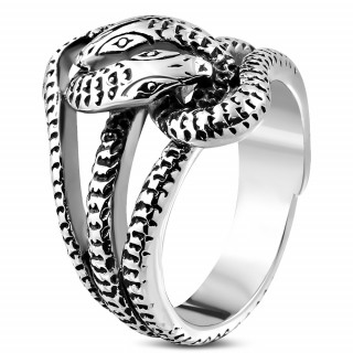 Bague homme gothique en acier en forme de serpent