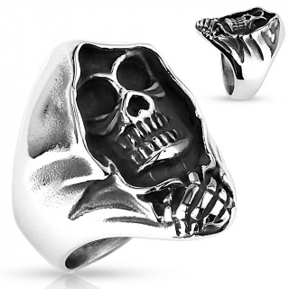 Bague homme gothique en acier reprsentant La Mort