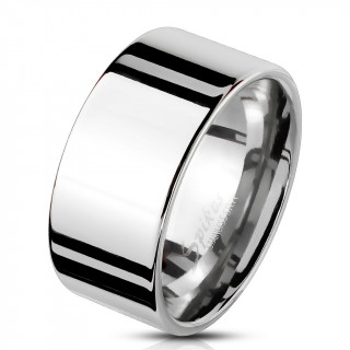 Bague homme large en acier poli miroir