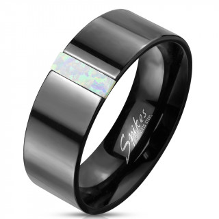 Bague homme noire en acier Opalus