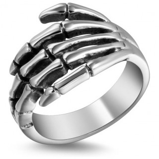 Bague homme rock en acier  main squelette