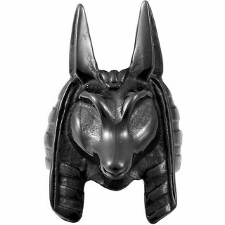 Bague homme tête d'Anubis en acier noir