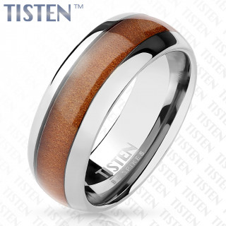 Bague homme tisten  bandeau bois vernis