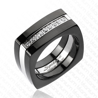 Bague homme titane Black and White