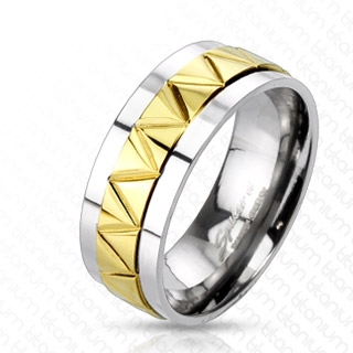 Bague homme titane Gold Zigzag