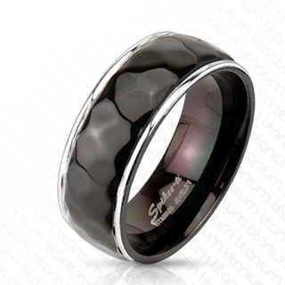 Bague homme titane Hammered Black Ring