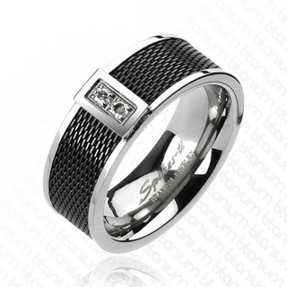 Bague homme bicolore en titane style ceinture