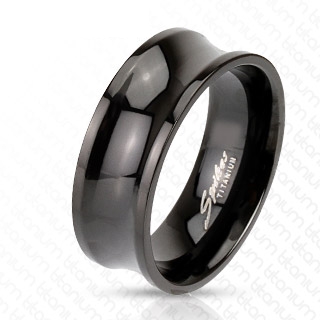 Bague homme titane noire  relief concave