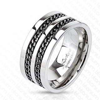 Bague homme titane Twin Chains