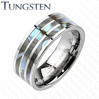 Bague homme tungstene Abalone Lines