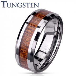 Bague homme tungstene  bande bois