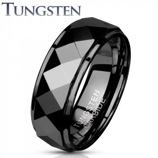 Bague homme tungstene Black Wedge