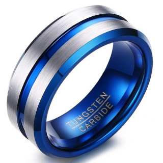 Bague homme tungstene Blue Railway