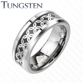 Bague homme tungstene et fibre de carbone style Fleural