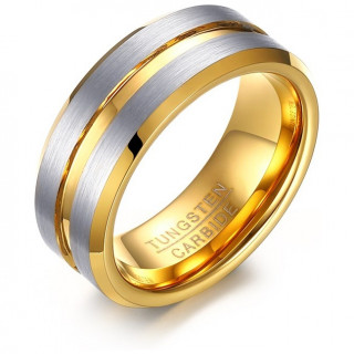 Bague homme tungstene Gold Railway