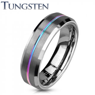 Bague homme tungstene Rainbow Line