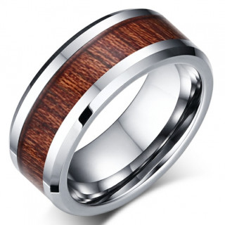 Bague homme tungstene Wood Style