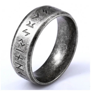 Bague homme viking en acier vieilli à runes