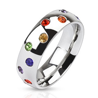 Bague mixte acier dme multicolore